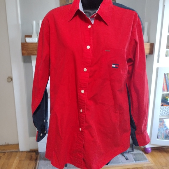 90s Tommy Hilfiger color block button down - Picture 2 of 4